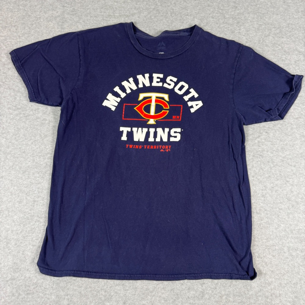 Majestic Minnesota Twins Territory T-Shirt Mens Large Navy Blue MLB Baseball Tee